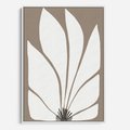 Obraz w ramie 70x100 - Ekspresyjne Kontury - abstrakcyjny kwiat, beże i brązy - rama biała
