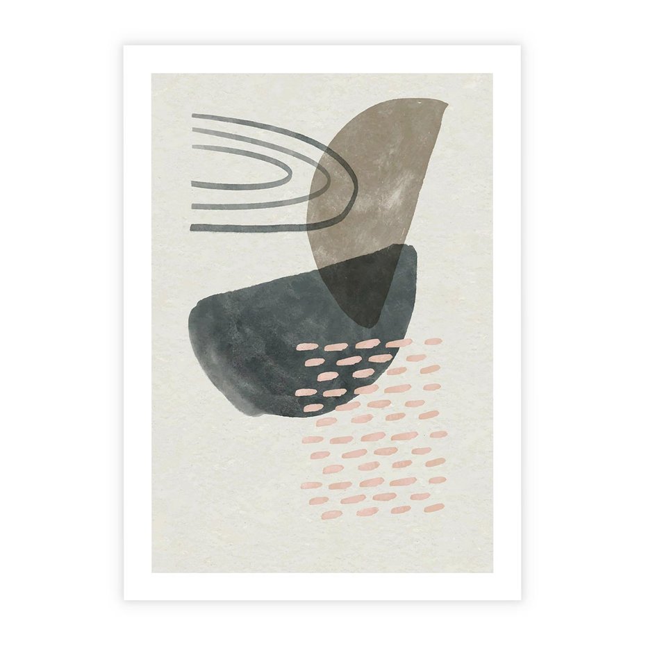 Plakat bez ramy 50x70 - Geometria w Beżowych Odcieniach - abstrakcja, geometria