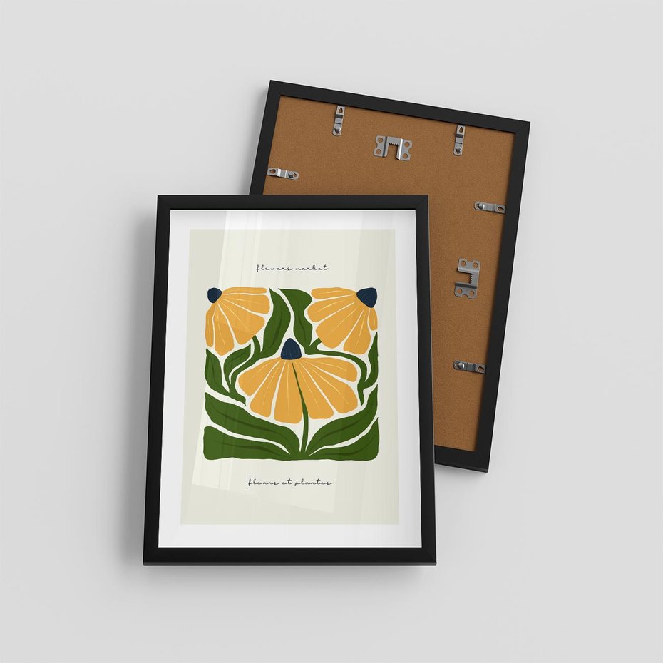 Plakat w ramie 30x40 - Kreatywne Wibracje - sztuka nowoczesna, kolorowe kwiaty - rama czarna