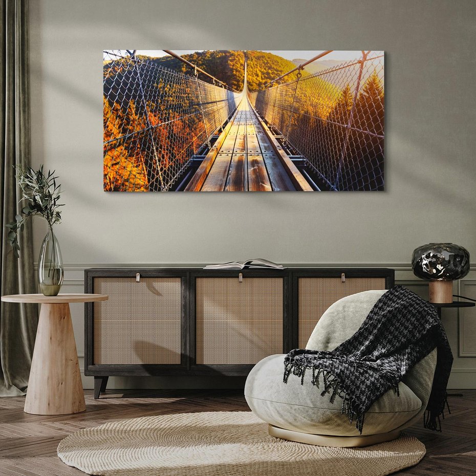 Obraz na płótnie 120x60 - Drewniany most w górach - most, drewniany