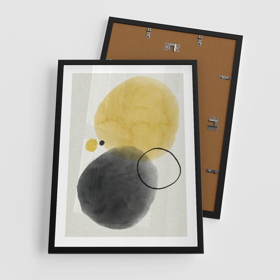 Plakat w ramie 50x70 - Pastelowa Harmonia - abstrakcja, akwarelowe plamy - rama czarna