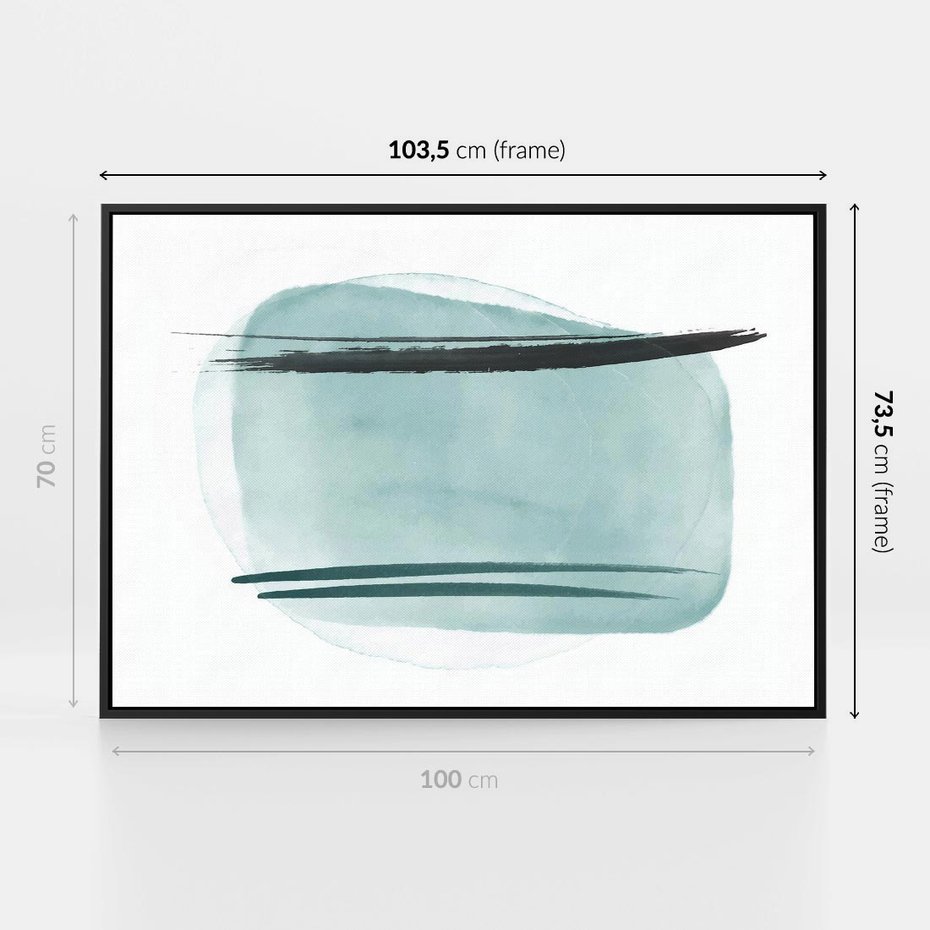 Obraz w ramie 100x70 - Turkusowy Świat - minimlizm, abstrakcja - rama czarna