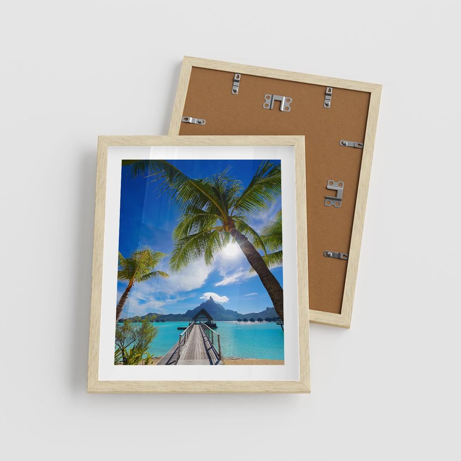 Plakat w ramie 40x50 - Tropikalne palmy nad oceanem - palmy, ocean - rama drewno