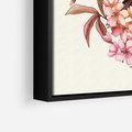 Obraz w ramie 70x100 - Kwiatowe Zanurzenie - japońska sztuka, ptak - rama czarna