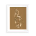 Plakat w ramie 40x50 - Splecione Dłonie - szkic, minimalizm - rama biała