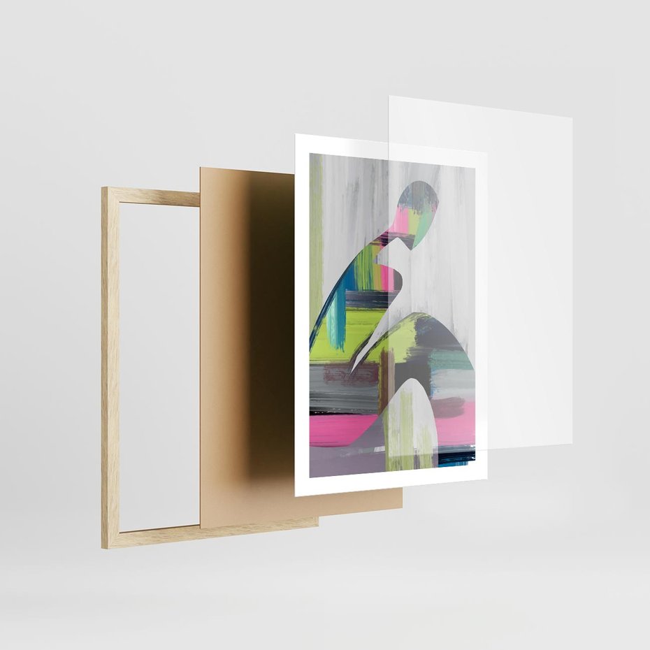 Plakat w ramie 50x70 - Impulsy Marzeń - abstrakcyjna sztuka, nowoczesny obraz - rama drewno