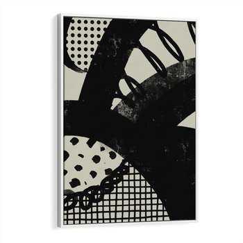 Obraz w ramie 50x70 - Nieznanie Zaskoczenia - bstrakcyjna mroczna kompozycja, nieregularne - rama biała