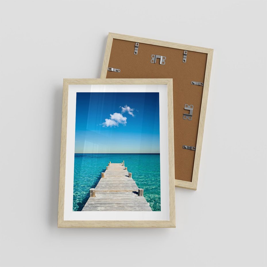 Plakat w ramie 30x40 - Letnie Morskie Uczucie - morze, pomost - rama drewno