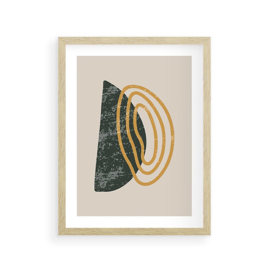 Plakat w ramie 30x40 - Nowoczesne Dialogi Materii - nowoczesny plakat, abstrakcyjne kształty - rama drewno