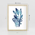 Plakat w ramie 30x40 - Akwarelowy Błękit - pastelowy, abstrakcyjny plakat - rama drewno