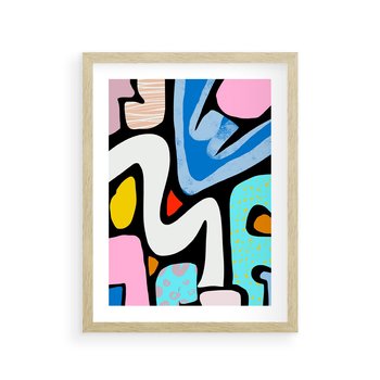 Plakat w ramie 40x50 - Komiksowe Formy - abstrakcyjne formy, komiksowy styl - rama drewno