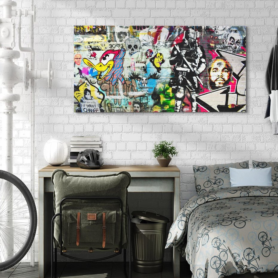 Obraz na płótnie 100x50 - Energiczne wybuchy graffiti - graffiti