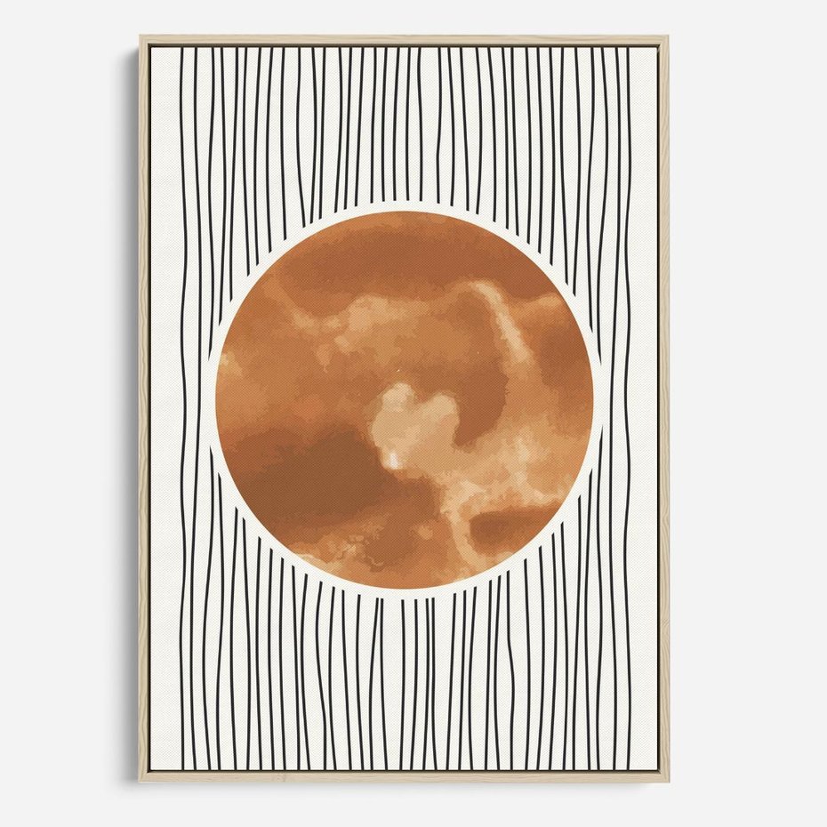 Obraz w ramie 70x100 - Eteryczne Krągłe Echa - boho obraz, geometria - rama drewno