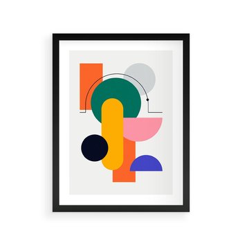 Plakat w ramie 30x40 - Harmonijne Przenikanie Form - nowoczesna sztuka, geometryczna kolorowa grafika - rama czarna