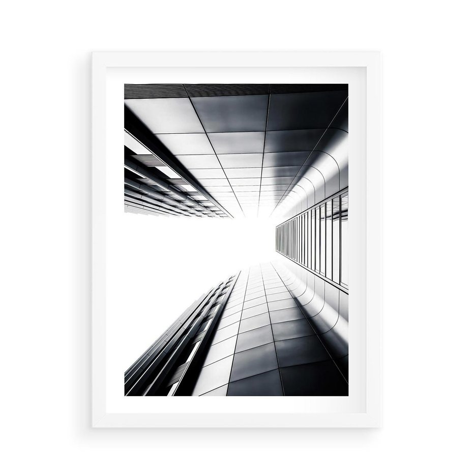 Plakat w ramie 50x70 - Architektura o Prostych Formach - architektura, proste formy - rama biała