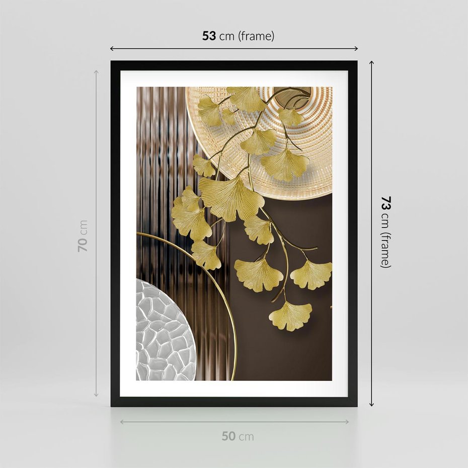 Plakat w ramie 50x70 - Magia Jesieni - złote, liście - rama czarna