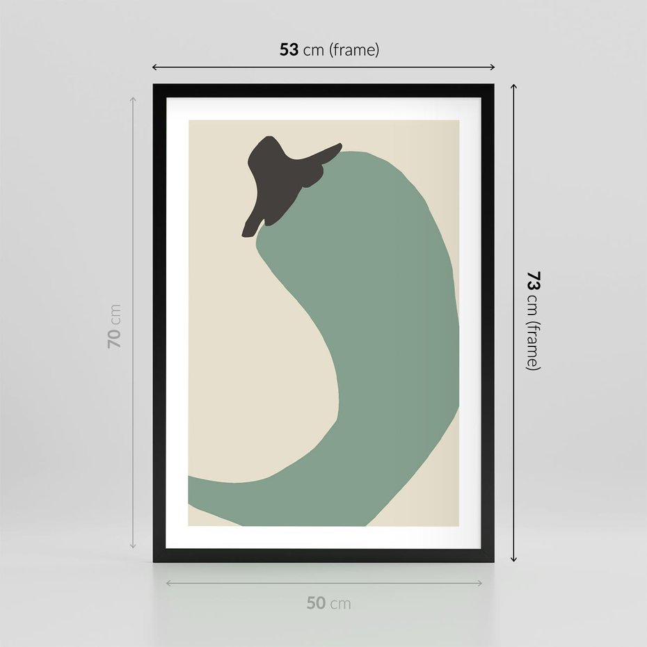 Plakat w ramie 50x70 - Granice Akwareli - abstrakcyjny minimalistyczny obraz, zielona papryczka - rama czarna