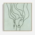 Obraz w ramie 50x50 - Spokojne Objęcia Natury - abstrakcja, zielony szkic - rama drewno