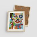 Plakat w ramie 40x50 - Kolorowe Formy - abstrakcyjny portret kobiety, twarz - rama drewno