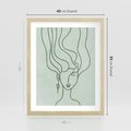 Plakat w ramie 40x50 - Spokojne Objęcia Natury - abstrakcja, zielony szkic - rama drewno