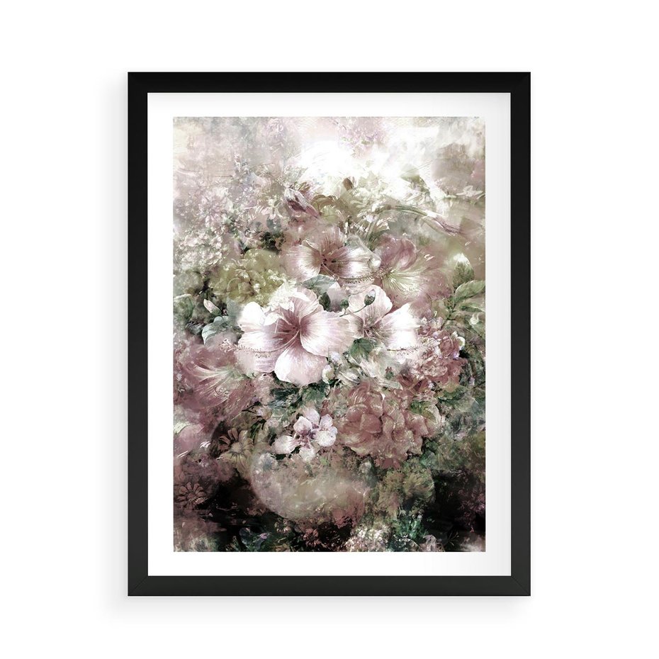 Plakat w ramie 50x70 - Piękno natury na płótnie - kwiaty, olejne - rama czarna