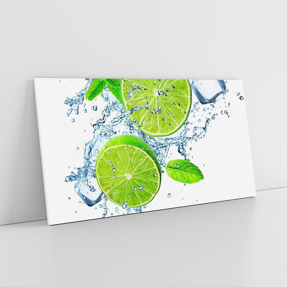 Obraz na płótnie 140x70 - Świeżość limonek w wodzie - limonki, woda