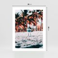Plakat bez ramy 30x40 - Tropikalna Uroda: Plaża z Mewą - tropikalna plaża, mewa na piasku