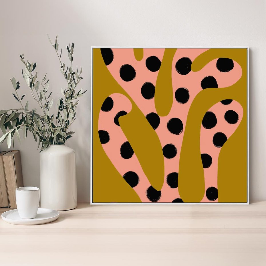 Obraz w ramie 80x80 - Rozkwitająca Wolność Boho - abstrakcyjne boho kształty, dziwne - rama biała