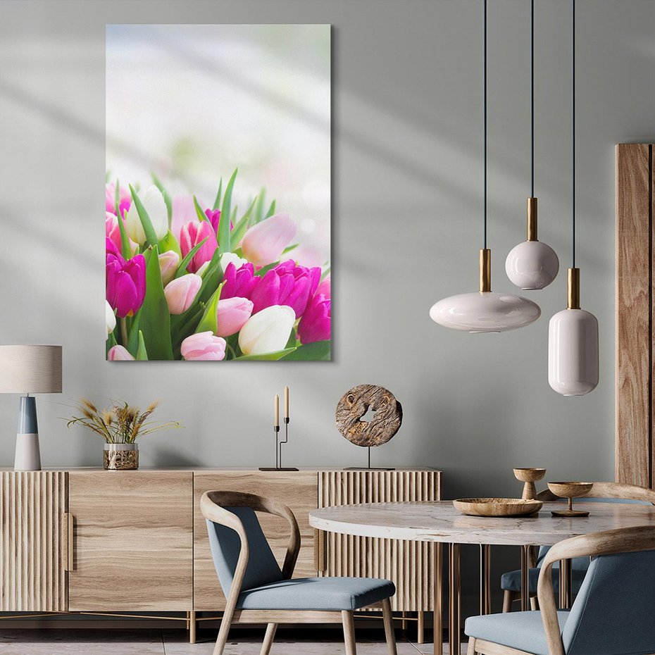 Obraz na płótnie 80x120 - Tulipany w pełnym rozkwicie - tulipany, kwiaty