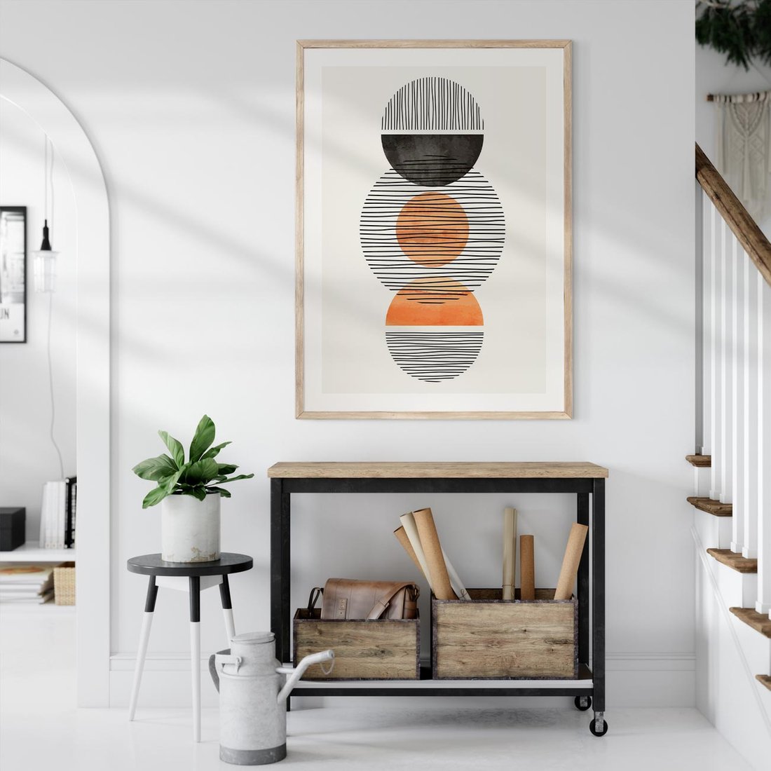 Plakat w ramie 50x70 - Geometryczna Abstrakcja - abstrakcja, nowoczesny obraz - rama drewno