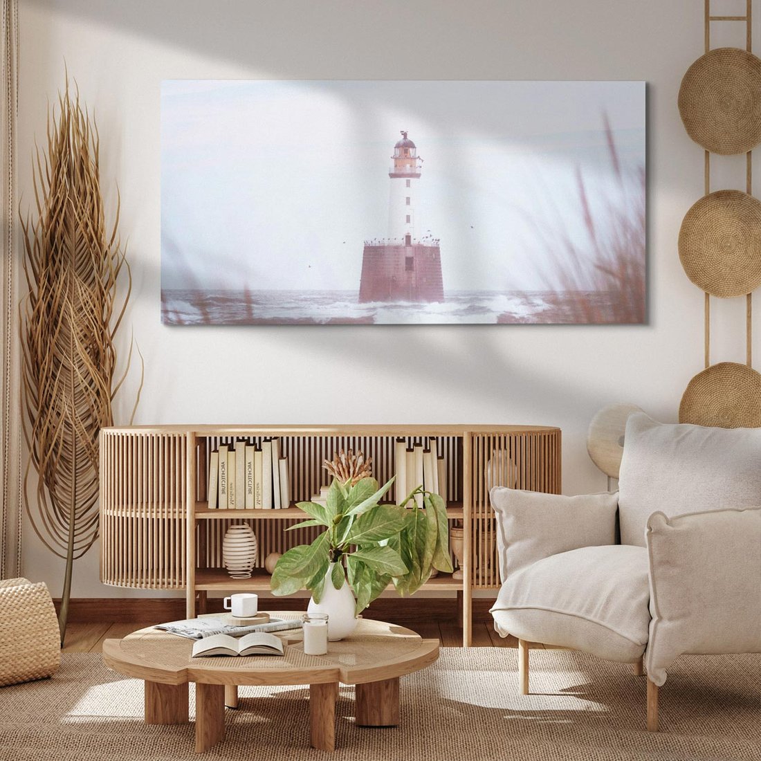 Obraz na płótnie 120x60 - Magiczna Aura - latarnia, mgła