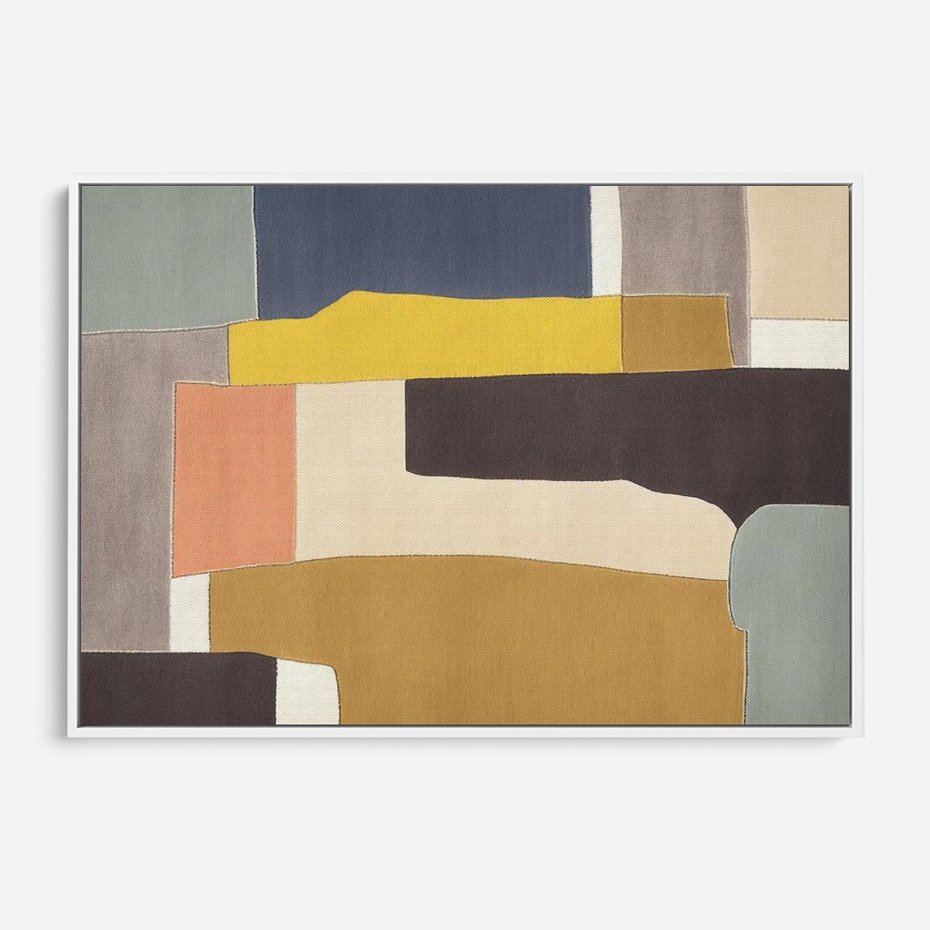 Obraz w ramie 100x70 - Pasy Abstrakcji - kolorowe pasy, plamy koloru - rama biała