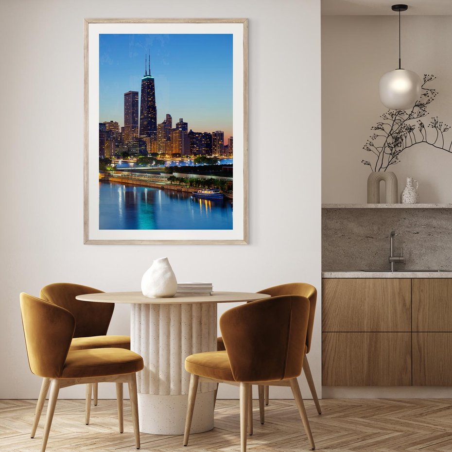 Plakat w ramie 50x70 - Miasto nad Rzeką - miasto, rzeka - rama drewno