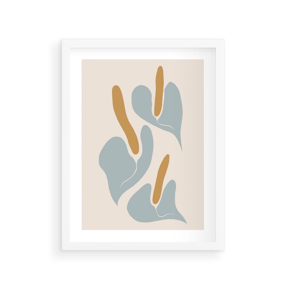 Plakat w ramie 30x40 - Kwiaty Pasteli - kwiaty, nowoczesne i minimalistyczne - rama biała