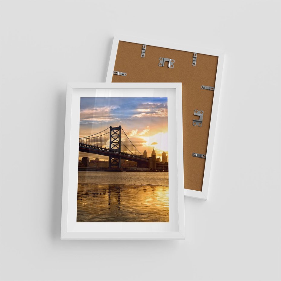 Plakat w ramie 30x40 - Most w mieście - most, miasto - rama biała