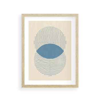 Plakat w ramie 50x70 - Wnętrza Refleksji - geometryczne kształty, koła - rama drewno