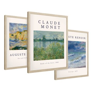 Zestaw obrazy w ramie 50x70 galeria - Impresjonizm, Monet, Renoir - rama drewno
