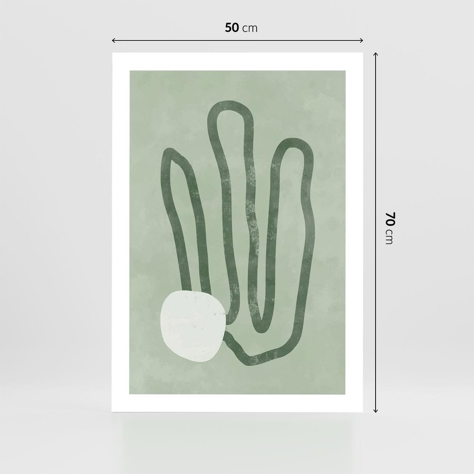 Plakat bez ramy 50x70 - Spokojne Kształty Natury - zielona abstrakcja, zgaszona zieleń