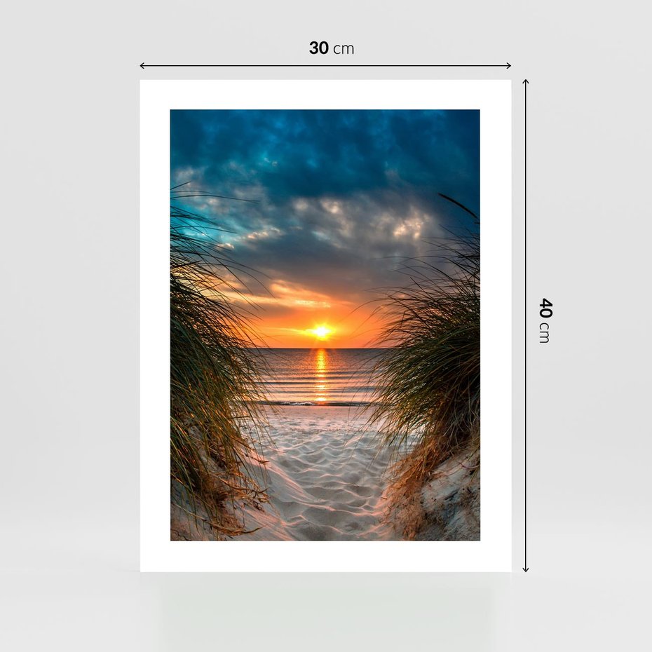 Plakat bez ramy 30x40 - Magia zachodu słońca na plaży - zachód, słońca