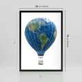 Plakat w ramie 50x70 - Podróżniczy balon nad ziemią - balon, ziemia - rama czarna