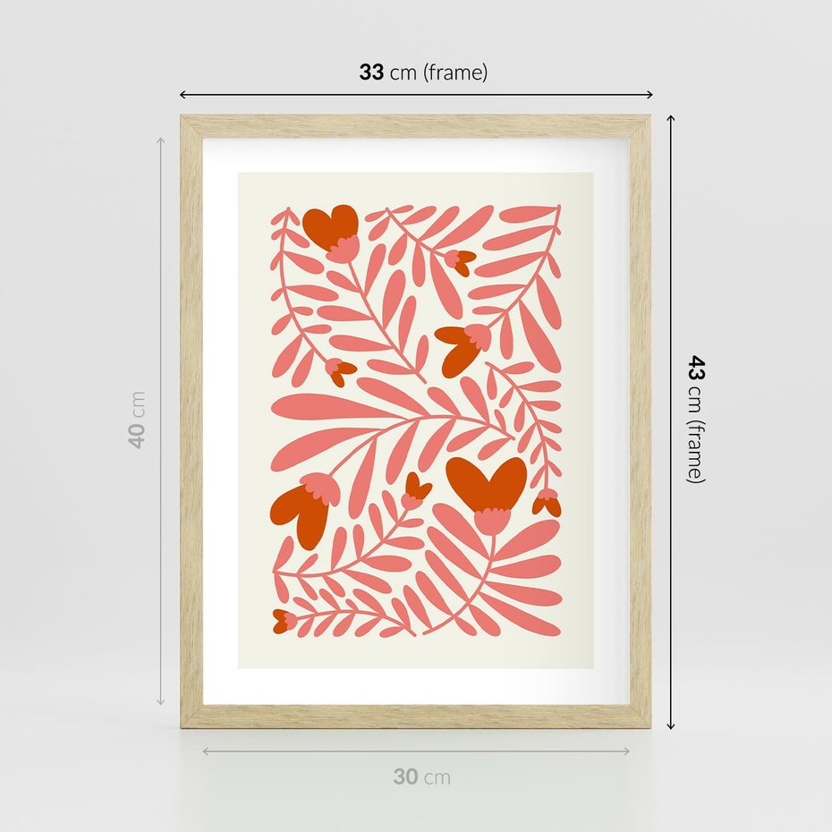 Plakat w ramie 30x40 - Taniec komplementarnych barw - kwiaty, pastelowe kolory - rama drewno