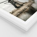 Plakat w ramie 30x40 - Holenderski Wiatrak w Sepii - holenderski wiatrak, młyn - rama biała