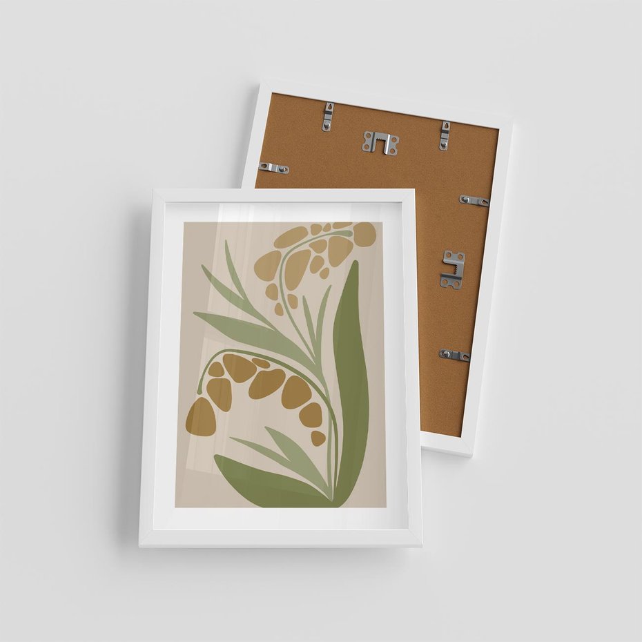 Plakat w ramie 30x40 - Minimalizm z Roślinami - nowoczesny plakat, roślinność - rama biała