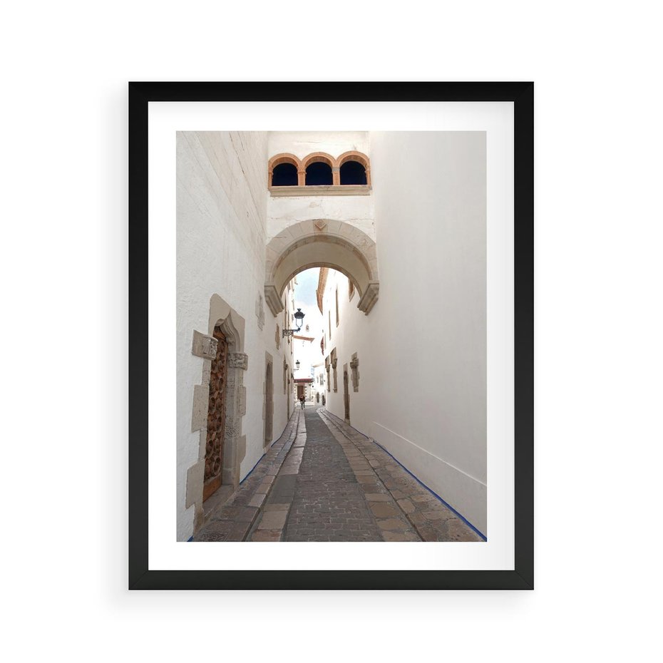 Plakat w ramie 40x50 - Perspektywiczna Magia Uliczki - uliczka, perspektywa - rama czarna