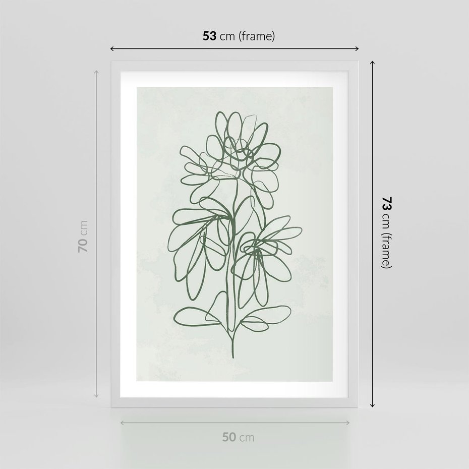 Plakat w ramie 50x70 - Spokojne Poddanie Naturze - zielony plakat, roślinne inspiracje - rama biała