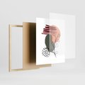Plakat w ramie 40x50 - Przenikające Widzenia - abstrakcyjna sztuka, liście - rama drewno