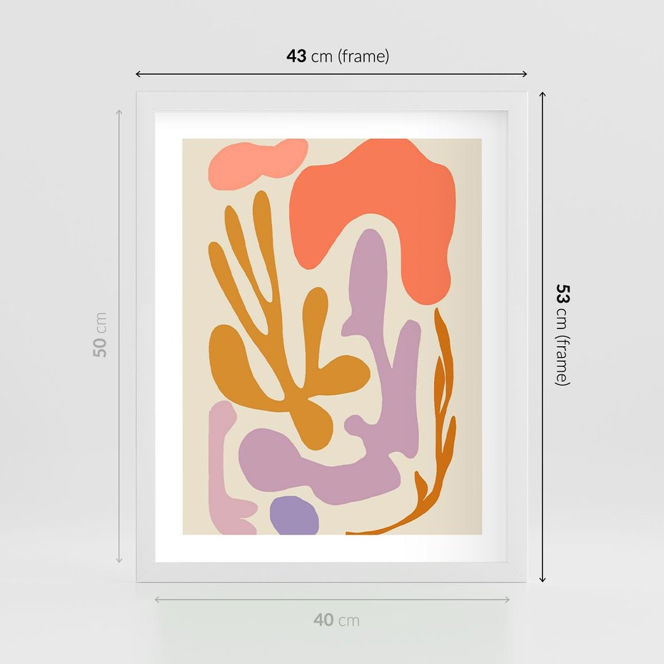 Plakat w ramie 40x50 - Ekspresjonistyczne Impulsy - abstrakcyjny obraz, pastelowe kolory - rama biała