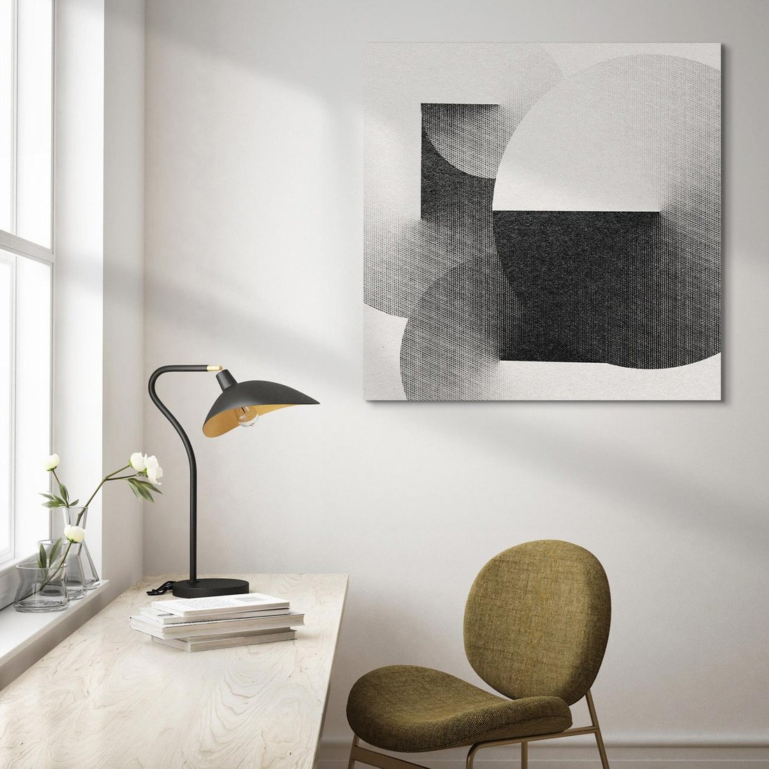 Obraz na płótnie 50x50 - Taniec Szarych Okręgów - graficzne, geometryczne kształty