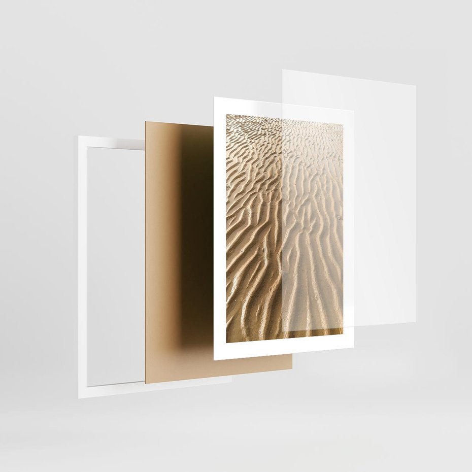 Plakat w ramie 30x40 - Piasek i Nieskończoność - pustynia, piasek - rama biała