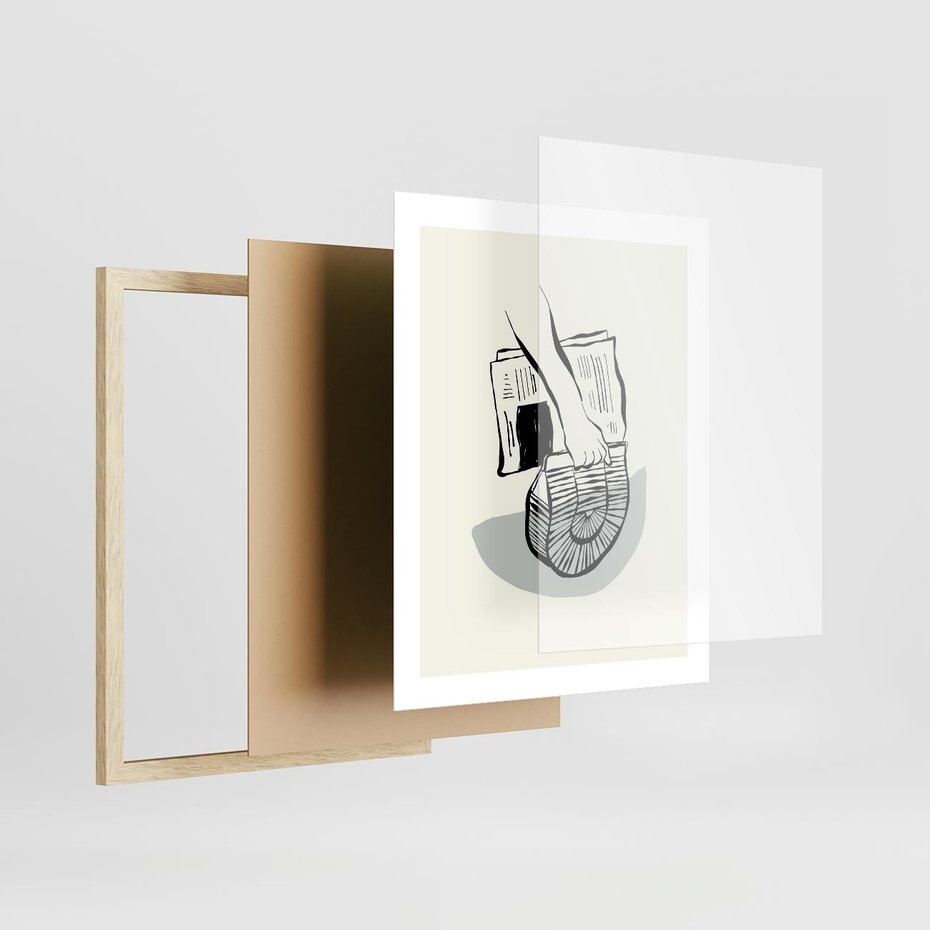 Plakat w ramie 40x50 - Szkicowe Gazetowe Inspiracje - grafika, szkic - rama drewno